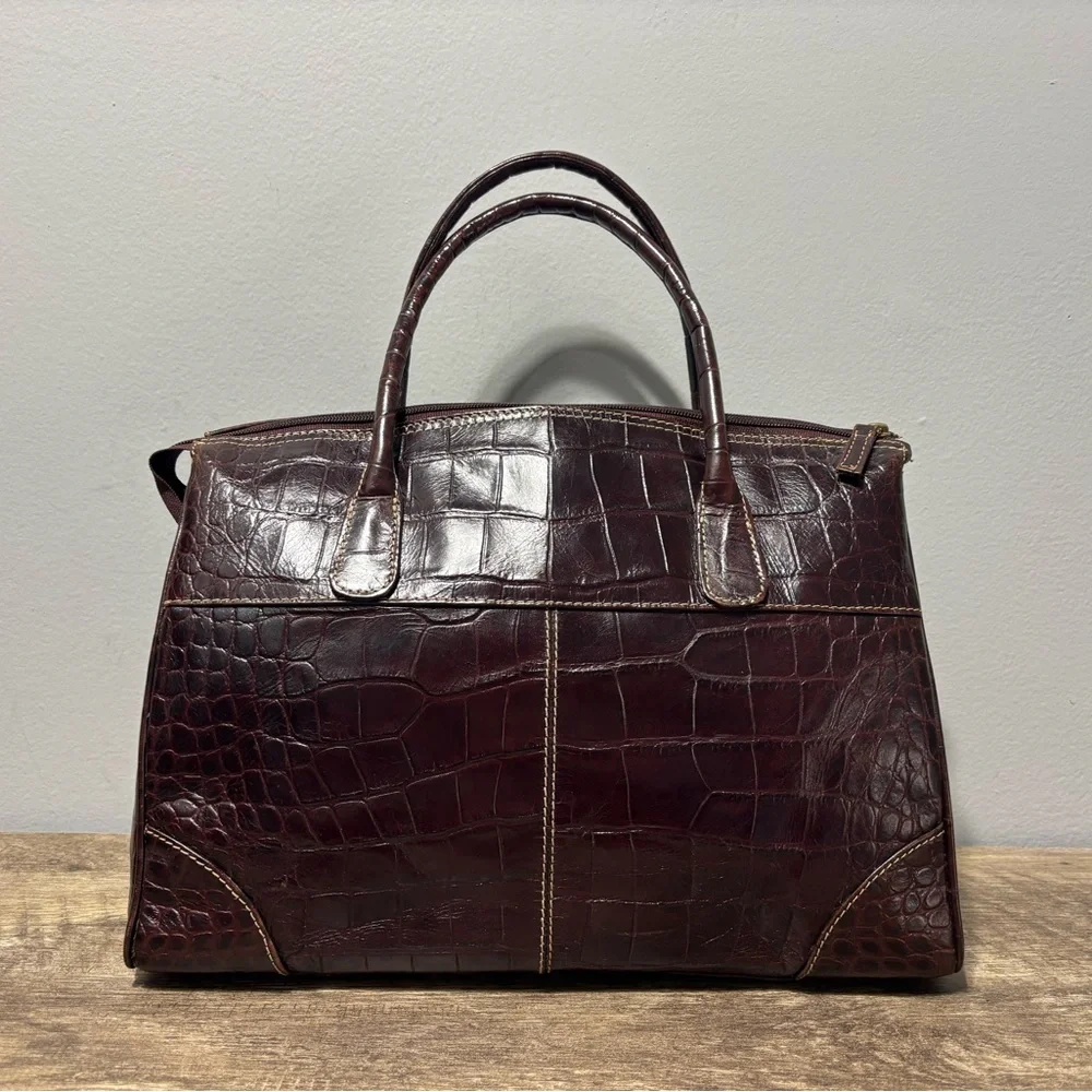 Michael Rome Croc Embossed Leather Satchel - Picture 6 of 11